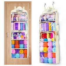 Hanging Yarn Storage Organizer  Over-The-Door Crochet Organizer with Both Fro...