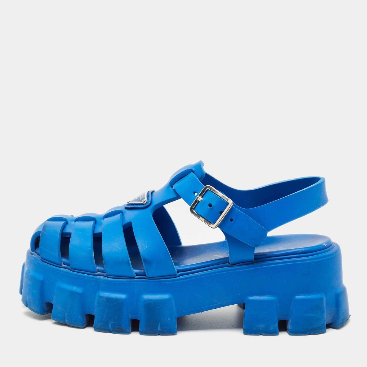 Prada Blue Rubber Monolith Platform Sandals Size 38 | eBay