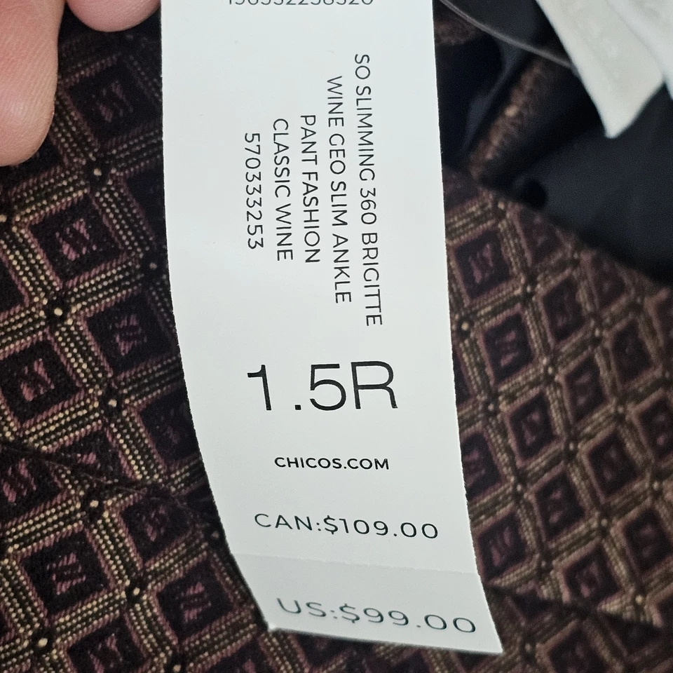 Pantalones al tobillo Chico's So Slimming 360 Brigitte pierna ajustada nuevos con etiquetas para mujer talla 10R marrón  Foto 4 de 4