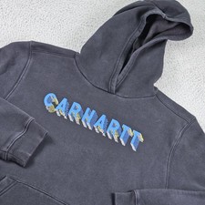 Carhartt Hoodie Youth XL 18-20 Black Graphic Pullover Fleece Spell Out TS6467-B
