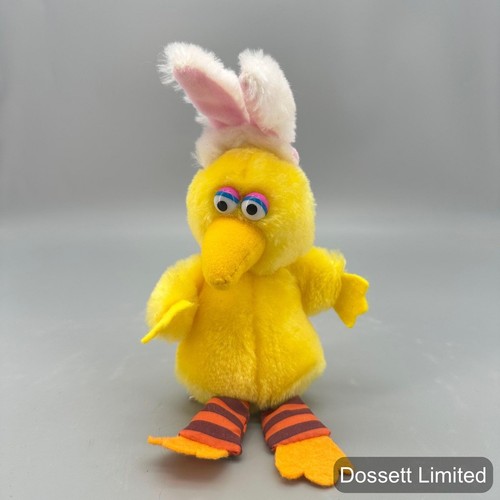 Vintage Applause Big Bird Sesame Street Plush Toy Yellow Bunny Ears Easter