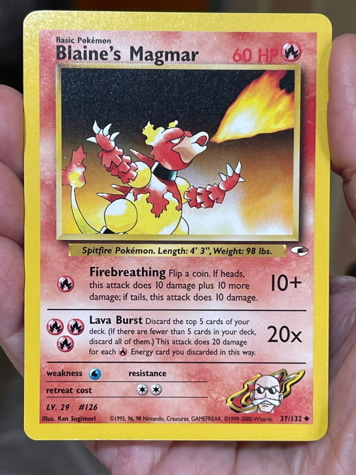 POKEMON BLAINE'S MAGMAR 37/132 UNCOMMON GYM HEROES NM CARD
