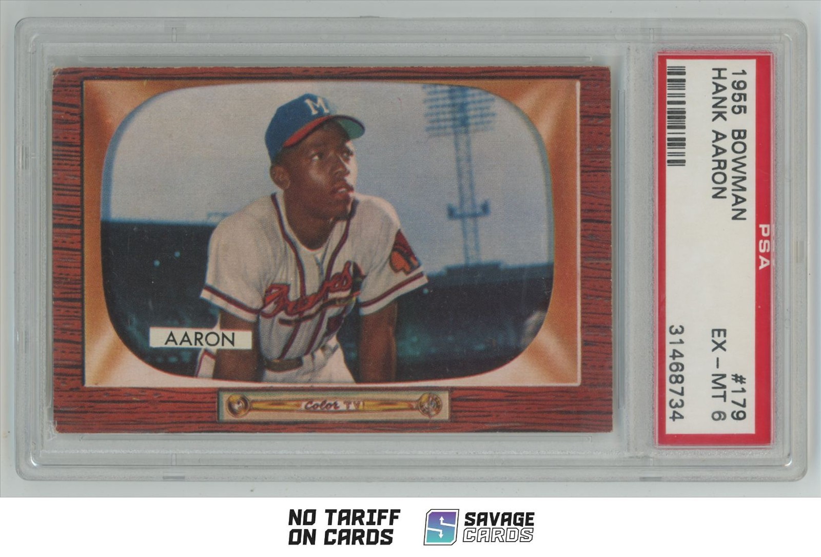 1955 Bowman Hank Aaron PSA 6 #179 Milwaukee Braves