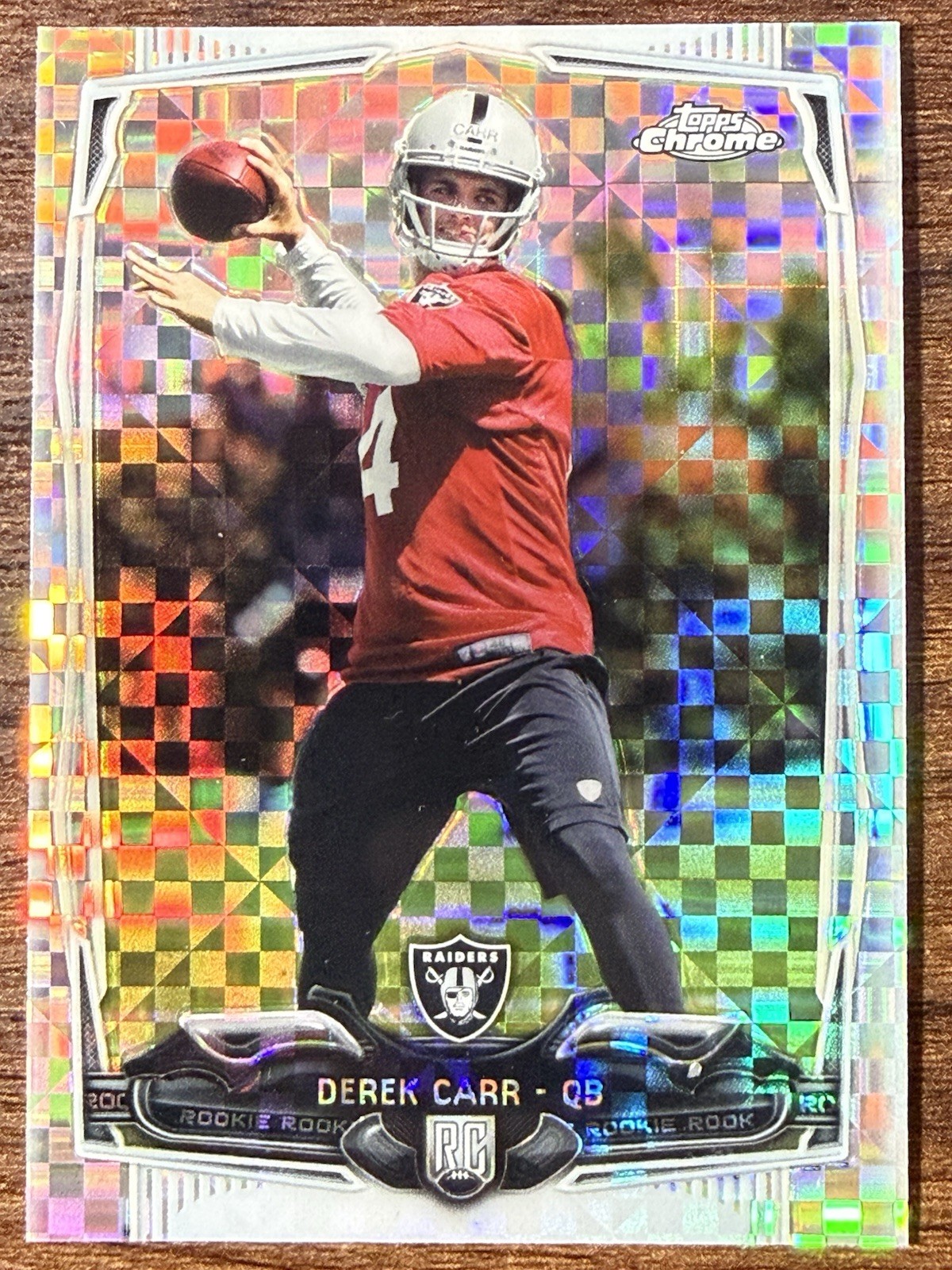 2014 Topps Chrome Derek Carr Rookie Xfractor RC #115 Raiders