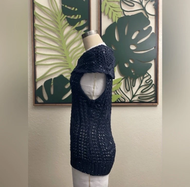 Oscar de la Renta Knit top Size S Navy - Image 2 of 4