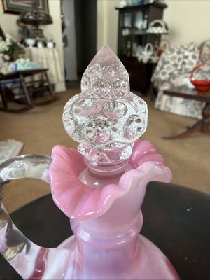 Fenton Cranberry Coin Dot Optic Opalescent Cruet Set | eBay