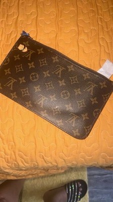 Louis Vuitton Brown Monogram Zip Pouch Clutch Detachable Strap Gold HW