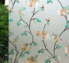 Static Cling Decorative Window Film   Frosted Window Film with Jasmine Floral