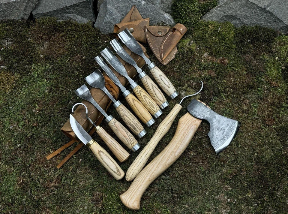 10-Piece Wood Carving Tool Set | Hand-Forged 52100 Steel Tools Gift For Woodwork - Image 2 of 4