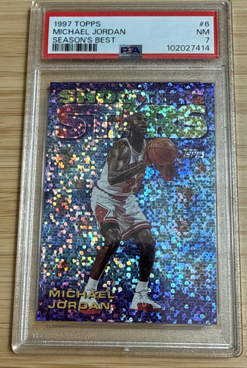 1997-98 Topps Season's Best Shooting Stars Michael Jordan #6 PSA 7 Sparkle Holo