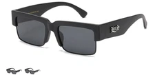 LOCS Rectangular Lens Flat Top Semi-Rimless LOCS Logo Temple Sunglasses