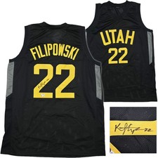 Utah Jazz Kyle Filipowski Signed Black Jersey Beckett Witness