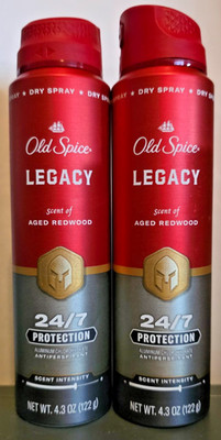 Lot Of 2 Old Spice Red Collection Legacy Antiperspirant Spray Aged Redwood Scent