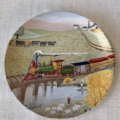 Lowell Herrero Vandor Decorative Plate Folk Art Country Train 1982