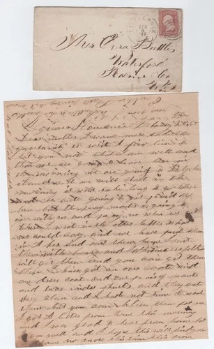 CIVIL WAR LETTER - 28th Wisconsin Vols - In Algiers LA on Move to Dauphin Island