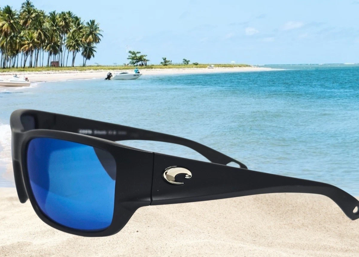 Costa del Mar Sonnenbrille schwarz/blau verspiegelt SCHOOLIE polarisiert 580P NEU (Erwachsene S)