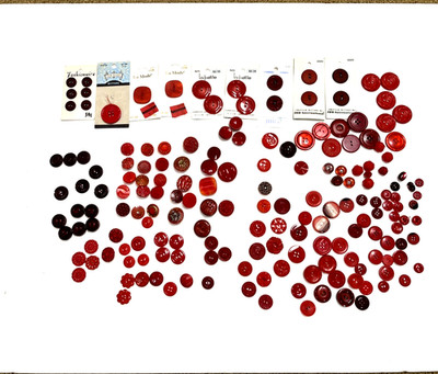 Lot of 180 Assorted Red Themed Buttons Mostly Vintage