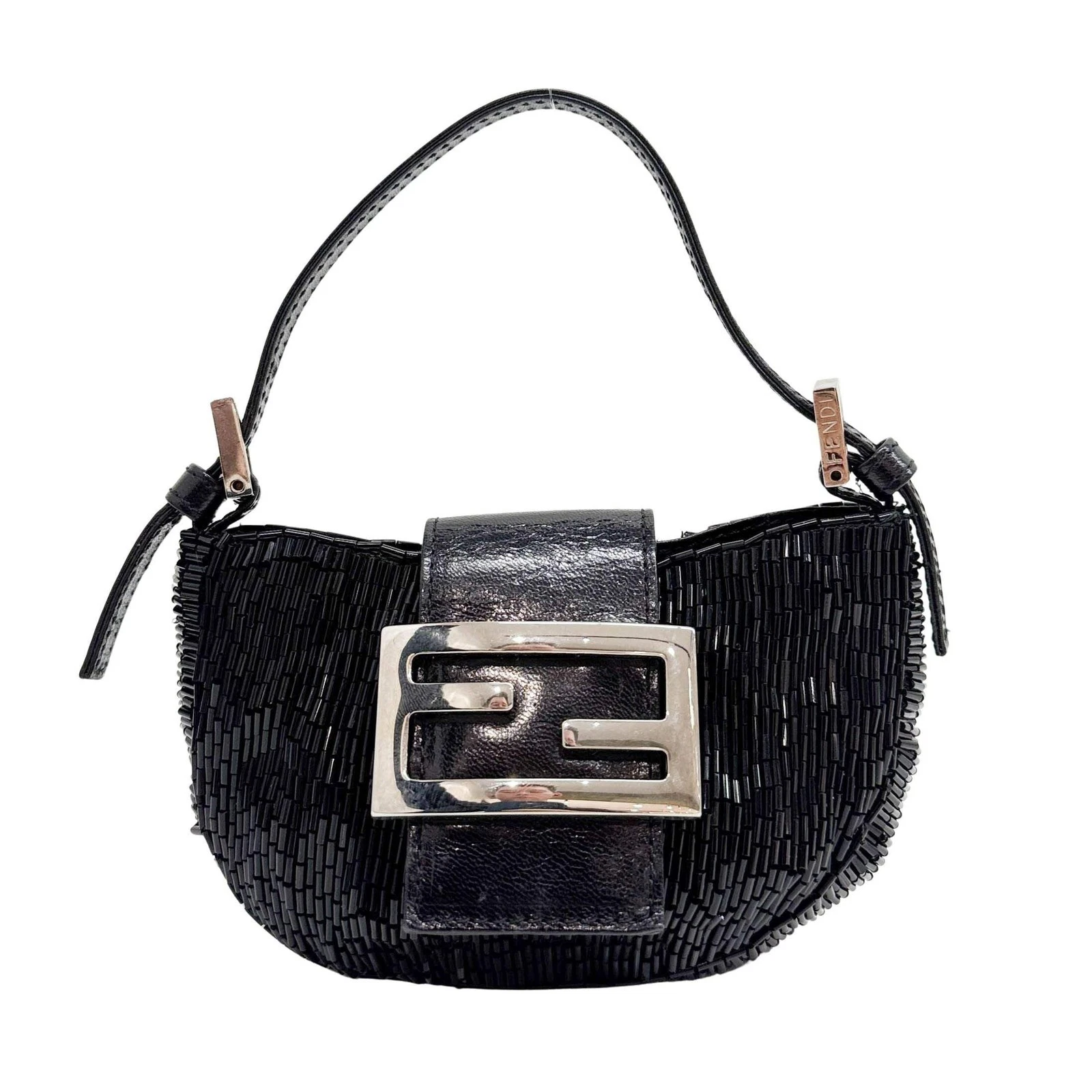 Fendi — FENDI Mini Croissant Black Beads Hand Bag