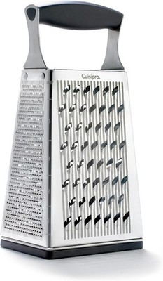 Cuisipro Stainless Steel Cheese Grater with Handle, 4 Sided Box Grater for Ki...