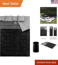 Spacious XL Double Sleeping Bag With 2 Pillows - All-Season Camping Must-Have