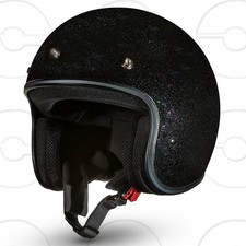 CRUIZER Casco Jet Moto Scooter Glitter Nero Lucido