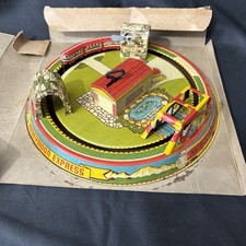 Vintage MARX Tin Honeymoon Express Wind Up Toy Train Scene - Works 