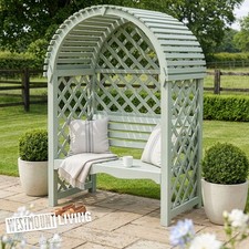 Traditional Wooden Garden Arbour Seat 2 Seater Slatted Roof Pressure Treated