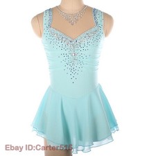 Vestito pattinaggio figura gonna pattinaggio su ghiaccio ginnastica ragazza performance senza maniche