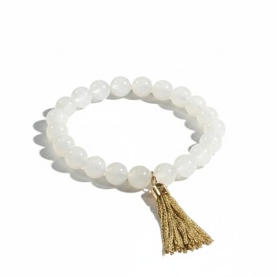 Vera Bradley Women's White Semi Precious beaded Stretch Tassel Bracelet NWT