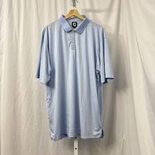 FootJoy Polo Shirt Mens 2XL Light Blue Stripes Performance Stretch Golf Casual