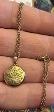 Vintage HFB Barrows 1/20 12K Gold Filled Floral Locket Necklace Etched Pendant