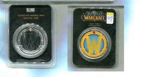 WORLD WARCRAFT 1 OUNCE .999 FINE SILVER COLORIZED ROUND /5000 7624T