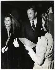 GARY COOPER & wife at film preview OVERSIZE PHOTO by Len Weissman stamped