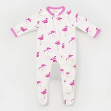 KYTE Baby FLAMINGO 0-3 M Bamboo Zippered Footed Sleeper Retired Bubblegum Pink