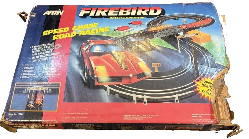 Artin Vintage Firebird Speed Chase Road Racing Slot Car Set  For Parts