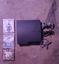 Sony PlayStation 3 PS3 Slim CECH-2001B 250G Console Bundle, 3 games, Works Great