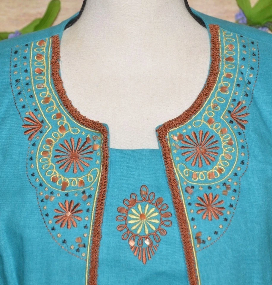 Vintage Miss Dorby Jacket & Maxi Dress Size 12 Linen Blend Embroidered Beaded - Image 3 of 4