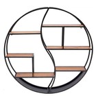 Wandregal rund Holz mit Metallrahmen und 6 Ablagen 68cm RE15 schwarz gebraucht