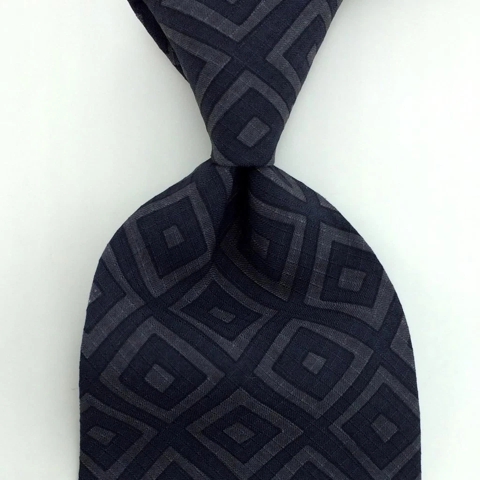 Corbata Giorgio Armani Negra Gris Cuadrada Módena Corbata Seda L3-F De Colección/Rara Foto 2 de 4