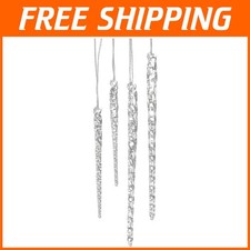 24-Piece Clear Glass Icicle Ornament Set - Christmas Decor