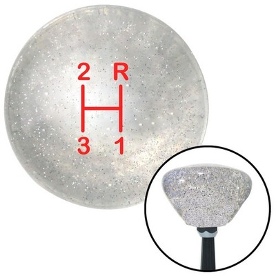 Red Shift Pattern 43n Clear Retro Metal Flake Shift Knob w/ M16x1.5 Insert Auto