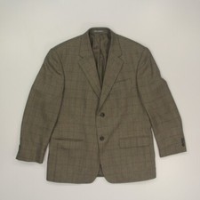 Oscar De La Renta Men Wool Cashmere Sport Coat Blazer Jacket Size 42S Glen Plaid