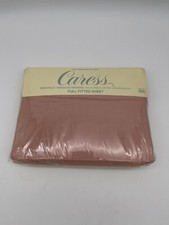 Vintage Caress Full Fitted Sheet Made In USA Mervyns Cannon No Ironing