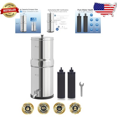 Efficient 1.5 Gallon Gravity Water Filter with Stainless Steel & Non-Slip Design
