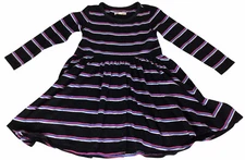Girl's Tucker + Tate Striped Skater Dress Sz 3 Black Long-Sleeve Casual 