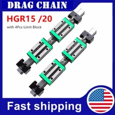 2Pcs HGR15 /20 Linear Rail Guide +4Pcs HGH15/20CA Block+4Pcs Limit Block CNC DIY