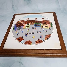 VIlleroy & Boch Design Trivet market village square 7.5" Square laplau 4