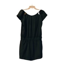 EXPRESS BLACK SHORT ROMPER TIE FRONT WITH SHOULDER CUT OUTS SIZE SMALL