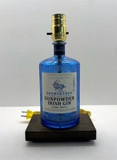 Drumshanbo Gunpowder Gin Decor Bottle TABLE LAMP Lounge Man Cave Bar Wood Base