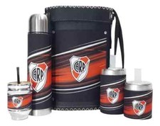 JUEGO RIVER PLATE MATE con BOLSA - Mate + Bombilla + Azúcar + Yerbera + Termo